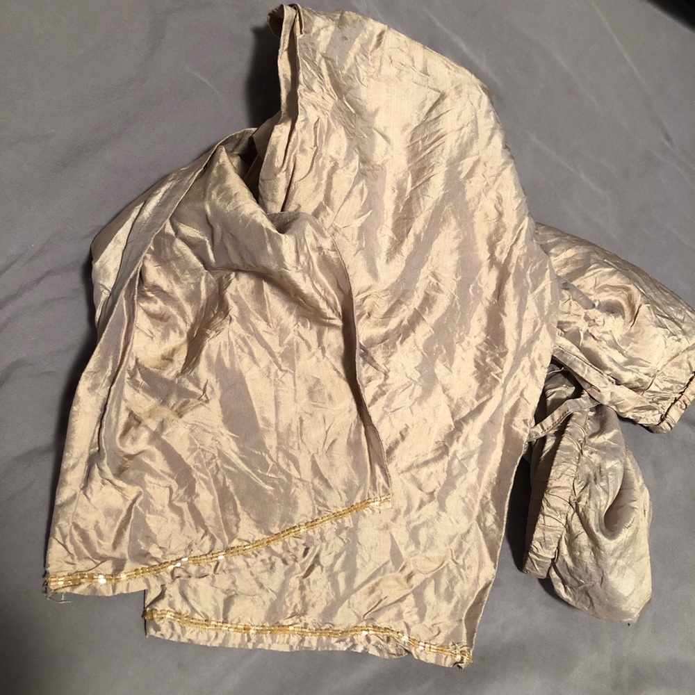 Base Sequined Beige Silk Drawstring Pants Sz S New - image 5